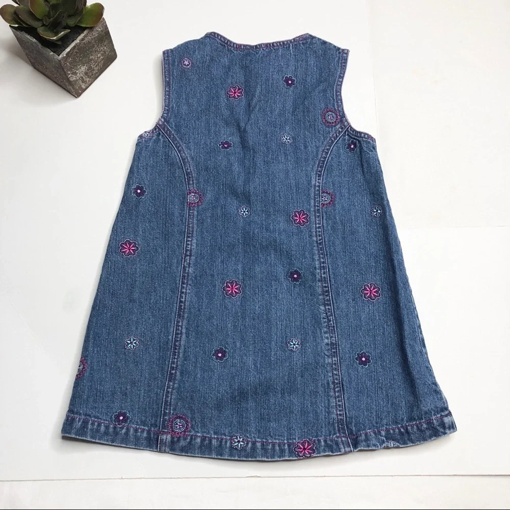 Carters floral snap front denim jumper/ dress